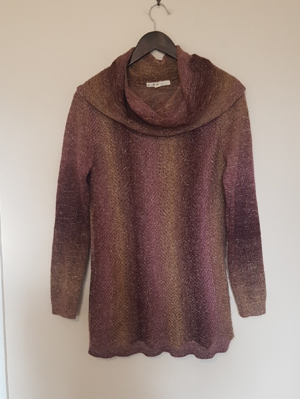 Vintage 90s Whimsigoth cleo Ombre Cowl Neck Sweater Plum, Olive, Brown
